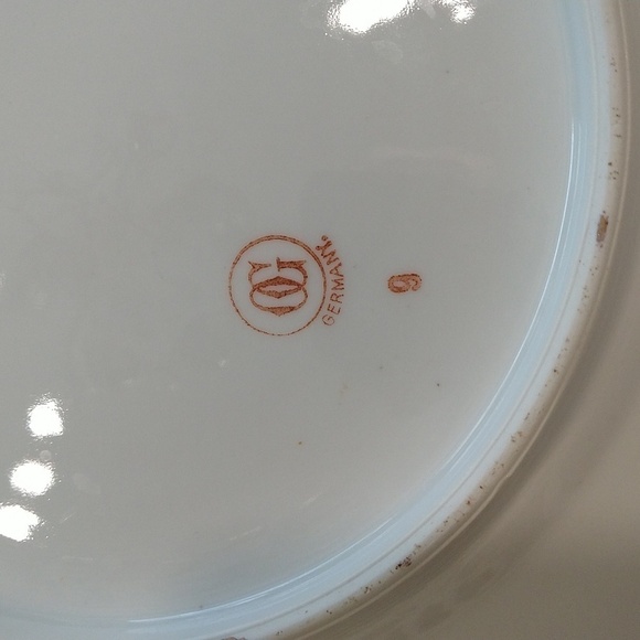 Hand-painted German porcelain roses dish plate tray 11" gold trim - Picture 3 of 4